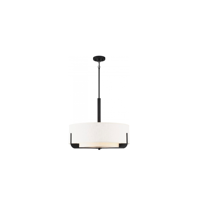 Nuvo 60-6544 Frankie - 4 Light 24" Pendant with Cream Fabric Shade & Frosted Diffuser - Aged Bronze Finish