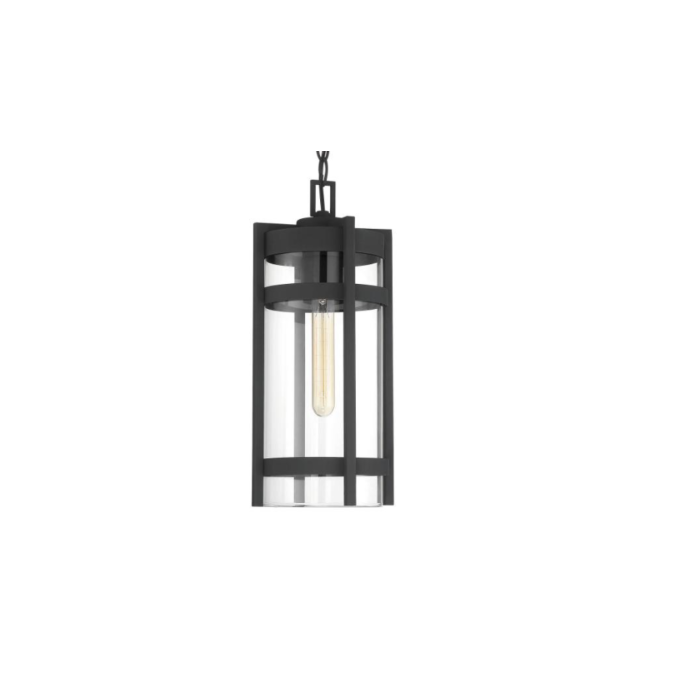 Nuvo 60-6574 Tofino - 1 Light Hanging Lantern- Clear Glass - Textured Black Finish