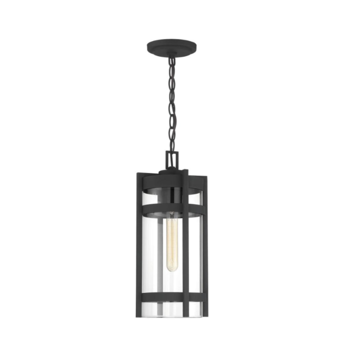 Nuvo 60-6574 Tofino - 1 Light Hanging Lantern- Clear Glass - Textured Black Finish
