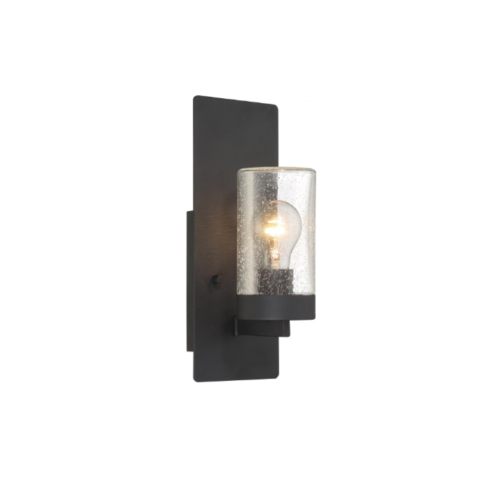 Nuvo 60-6579 Indie - 1 Light Small Wall Sconce - with Clear Seeded Glass - Textured Black Finsh 