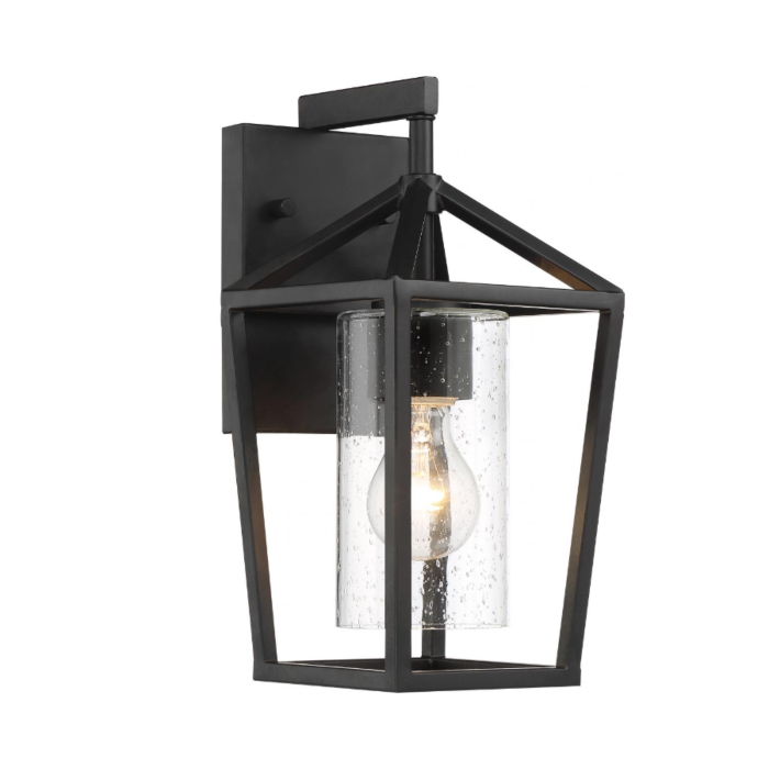 Nuvo 60-6591 Hopewell- 1 Light Small Wall Lantern - with Clear Seeded Glass - Matte Black Finish