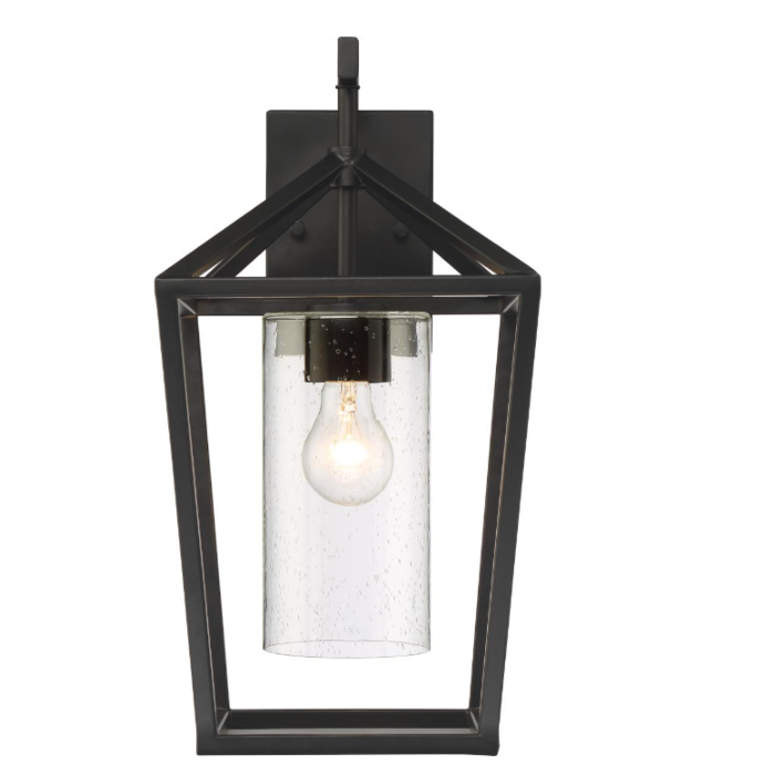 Nuvo 60-6593 Hopewell- 1 Light Large Wall Lantern - with Clear Seeded Glass - Matte Black Finish