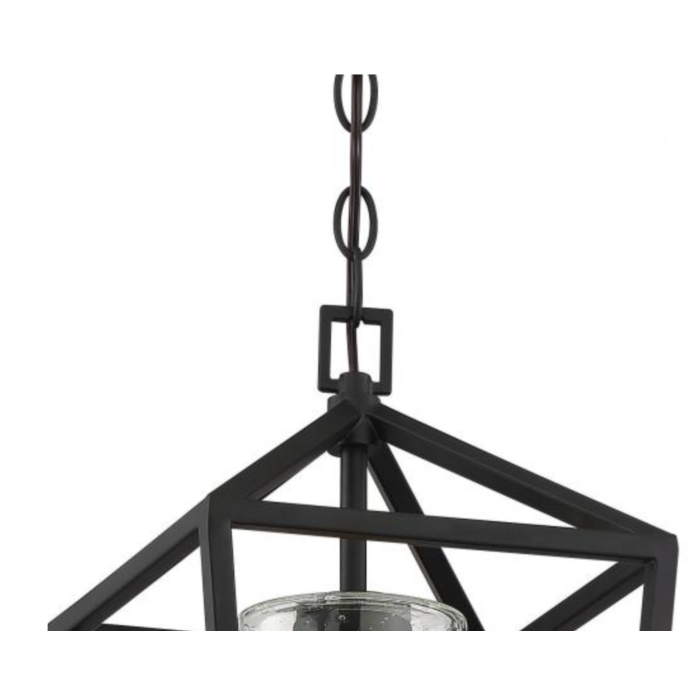 Nuvo 60-6594 Hopewell- 1 Light Hanging Lantern - with Clear Seeded Glass - Matte Black Finish