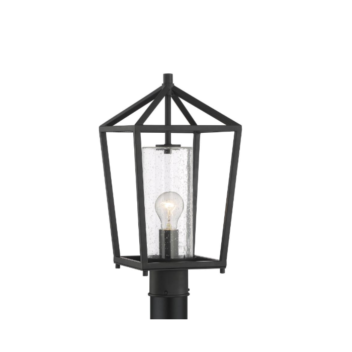 Nuvo 60-6595 Hopewell- 1 Light Post Lantern - with Clear Seeded Glass - Matte Black Finish