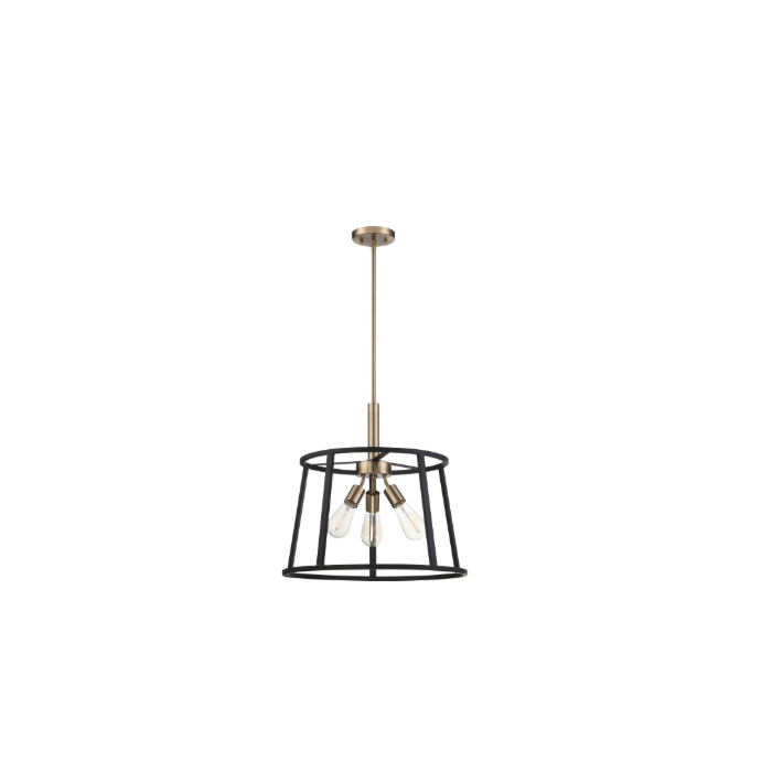 Nuvo 60-6642 Chassis- 3 Light Pendant - Copper Brushed Brass and Matte Black Finish