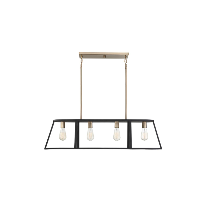 Nuvo 60-6644 Chassis- 4 Light Island Pendant - Copper Brushed Brass and Matte Black Finish