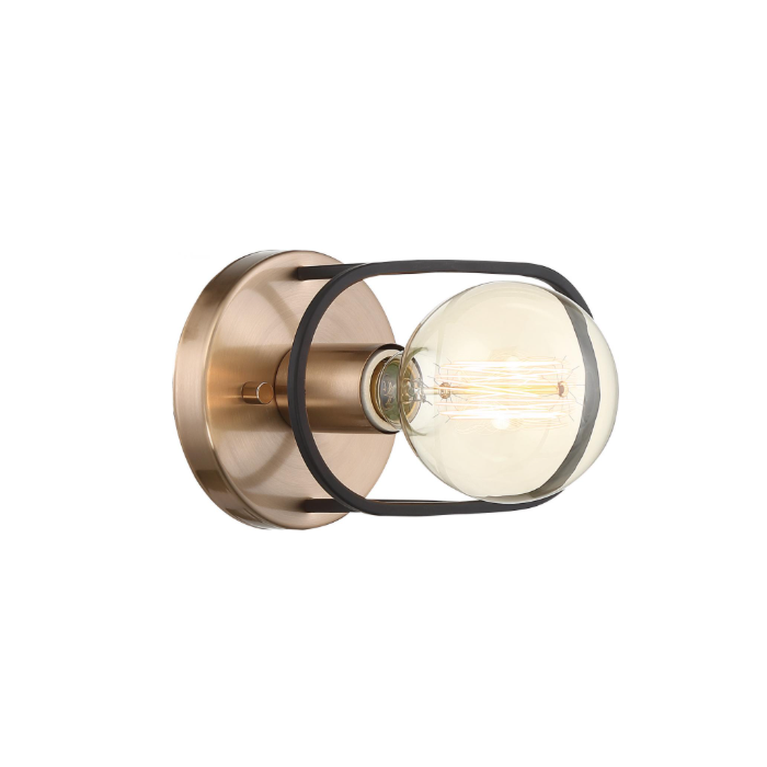 Nuvo 60-6651 Chassis - 1 Light Wall Sconce - Copper Brushed Brass and Matte Black Finish 