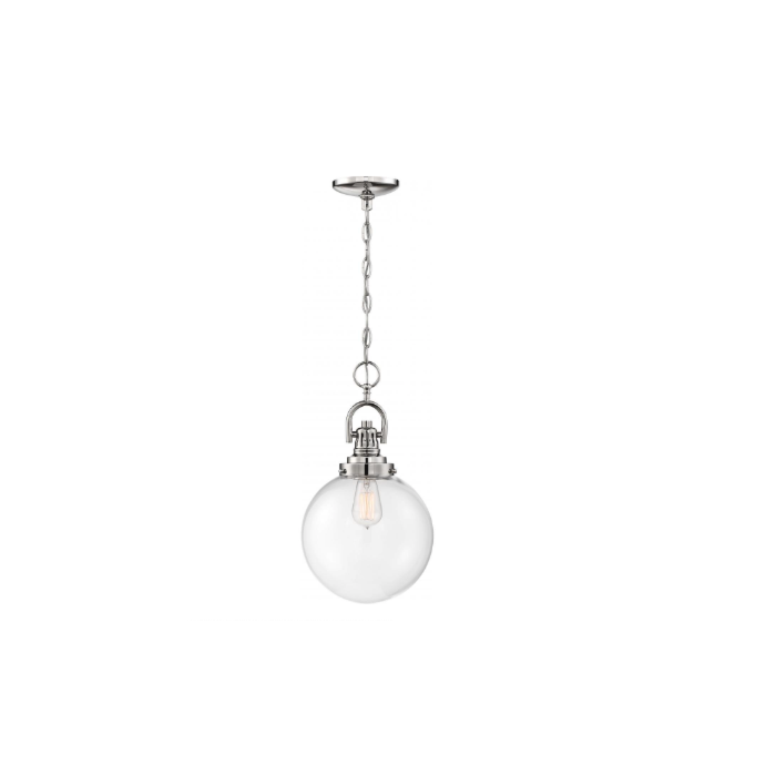 Nuvo 60-6672 Skyloft -1 Light Pendant - with Clear Glass - Polished Nickel Finish