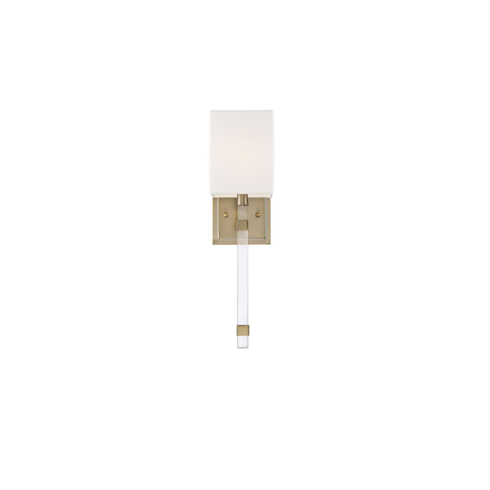 Nuvo 60-6681 Thompson- 1 Light Wall Sconce - with White Linen Shade - Burnished Brass Finish