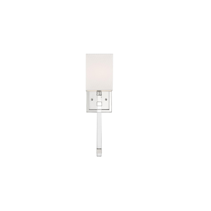 Nuvo 60-6682 Thompson - 1 Light Wall Sconce - with White Linen Shade - Polished Nickel Finish