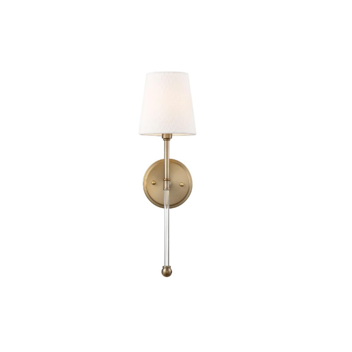 Nuvo 60-6687 Olmstead- 1 Light Wall Sconce - with White Linen Shade - Burnished Brass Finish