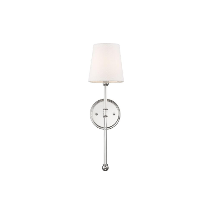 Nuvo 60-6688 Olmstead - 1 Light Wall Sconce - with White Linen Shade - Polished Nickel Finish