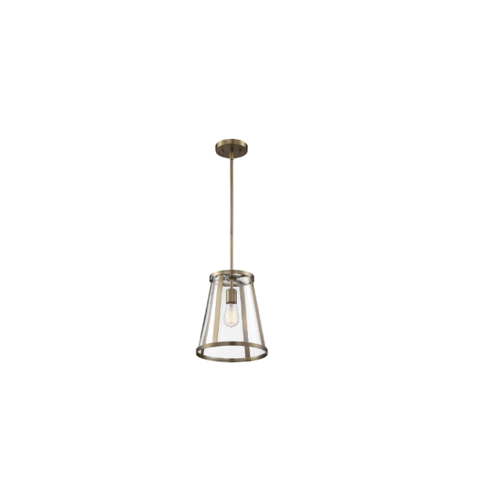 Nuvo 60-6697 Bruge - 1 Light Pendant - with Clear Glass - Burnished Brass Finish