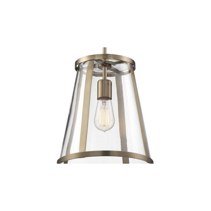 Nuvo 60-6697 Bruge - 1 Light Pendant - with Clear Glass - Burnished Brass Finish