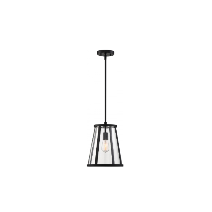 Nuvo 60-6699 Bruge - 1 Light Pendant - with Clear Glass - Matte Black Finish