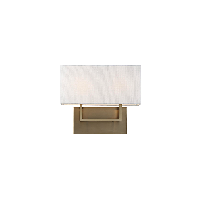 Nuvo 60-6717 Tribeca - 2 Light Vanity - with White Linen Shade - Burnished Brass Finish