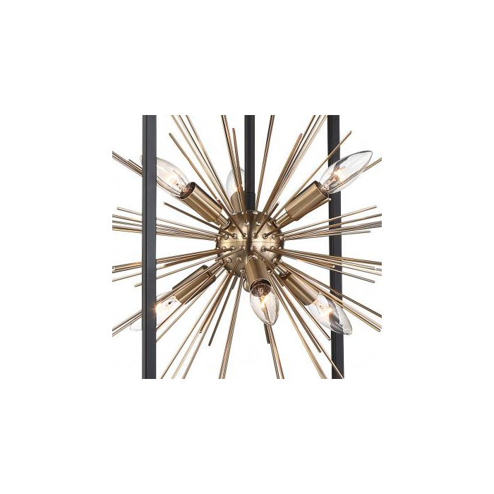 Nuvo 60-6730 Spirefly- 6 Light PendantMatte Black and Burnished Brass Finish