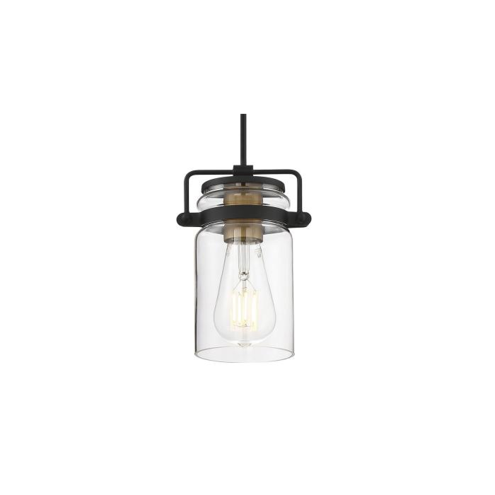 Nuvo 60-6733 Antebellum - 1 Light Mini Pendant - with Clear Glass - Black and Aged Gold Finish 