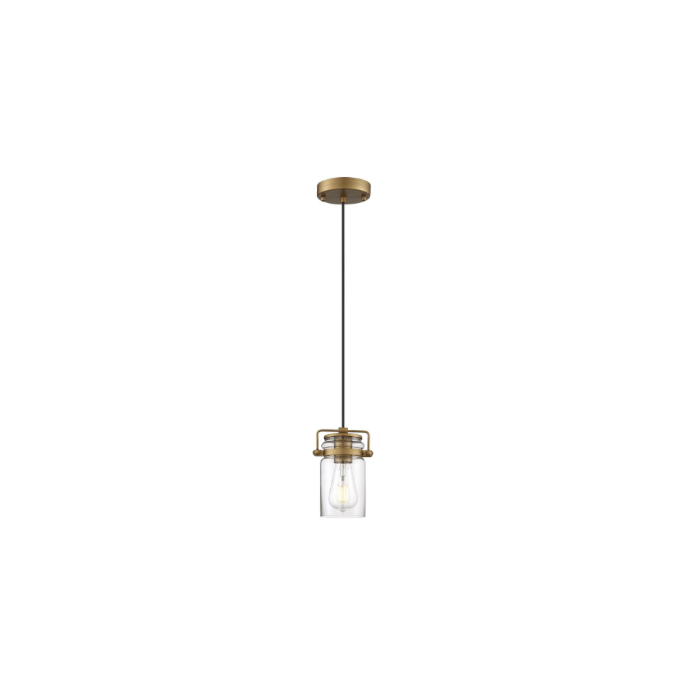 Nuvo 60-6735 Antebellum - 1 Light Mini Pendant - with Clear Glass - Vintage Brass Finish 