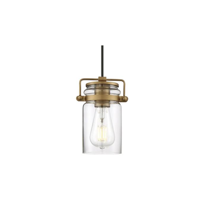 Nuvo 60-6735 Antebellum - 1 Light Mini Pendant - with Clear Glass - Vintage Brass Finish 