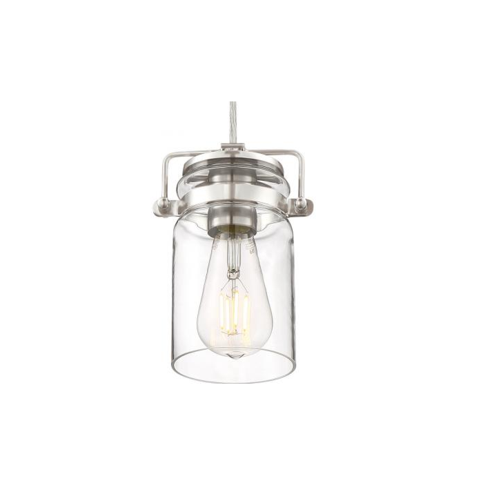 Nuvo 60-6736 Antebellum - 1 Light; Mini Pendant Fixture - Brushed Nickel Finish with Clear Glass 