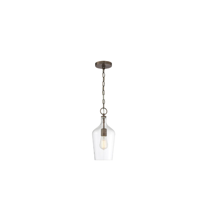 Nuvo 60-6748 Hartley - 1 Light Pendant - with Clear Glass - Antique Copper Finish