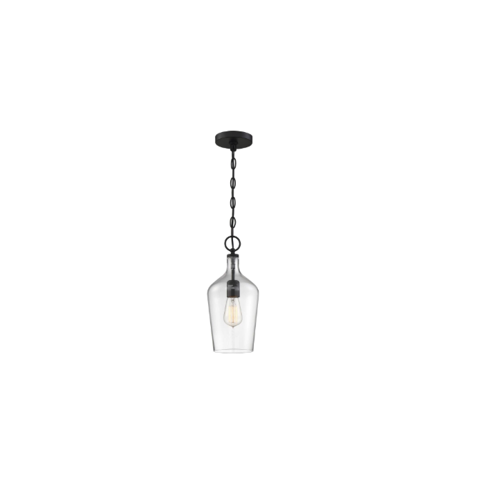 Nuvo 60-6749 Hartley - 1 Light Pendant - with Clear Glass - Matte Black Finish