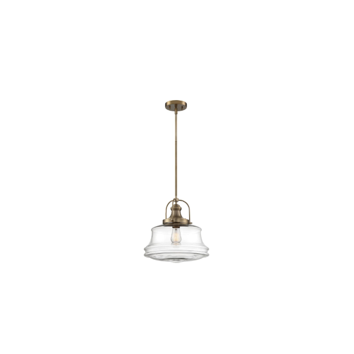 Nuvo 60-6757 Basel - 1 Light Pendant - with Clear Glass - Burnished Brass Finish