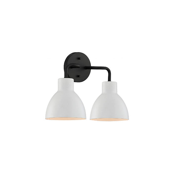 Nuvo 60-6785 Sloan - 2 Light Vanity; Matte Black Finish with White Shade