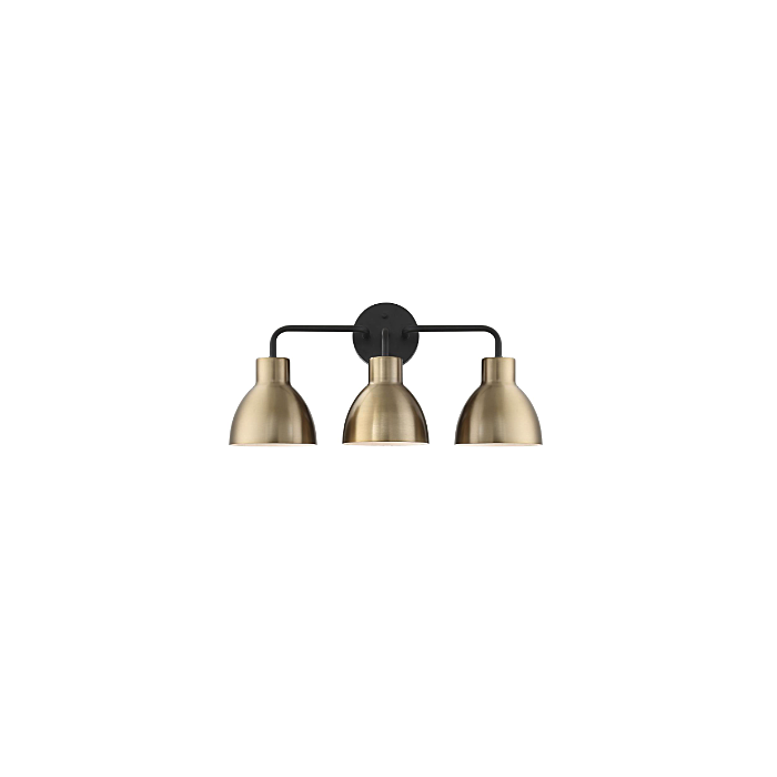 Nuvo 60-6793 Sloan - 3 Light Vanity - Matte Black and Burnished Brass Finish