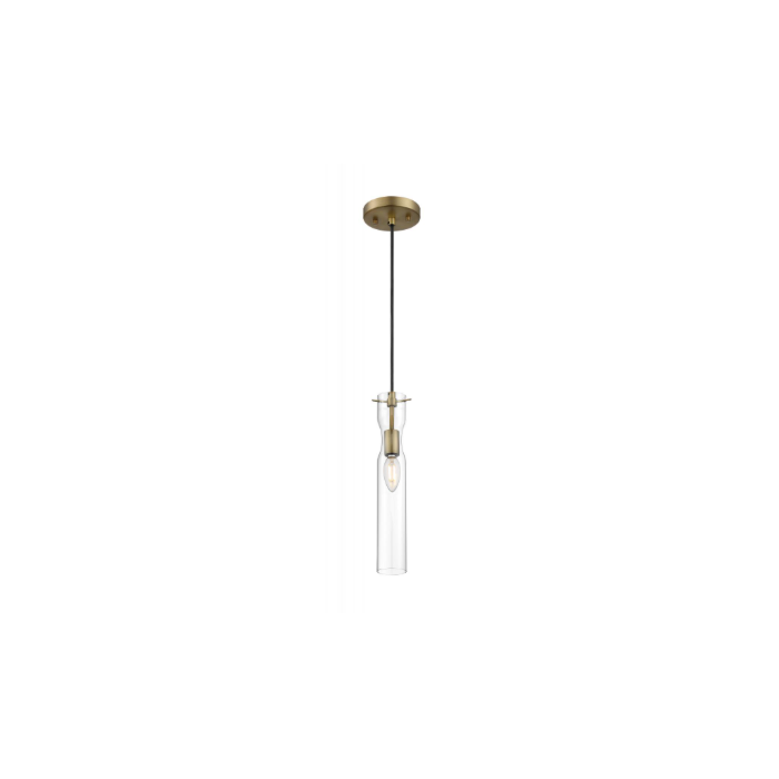 Nuvo 60-6856 SPYGLASS - 1 Light Mini Pendant with Clear Glass - Vintage Brass Finish 