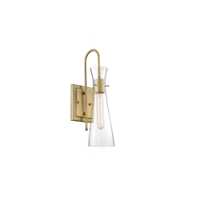 Nuvo 60-6857 Bahari - 1 Light Sconce with Clear Glass - Vintage Brass Finish