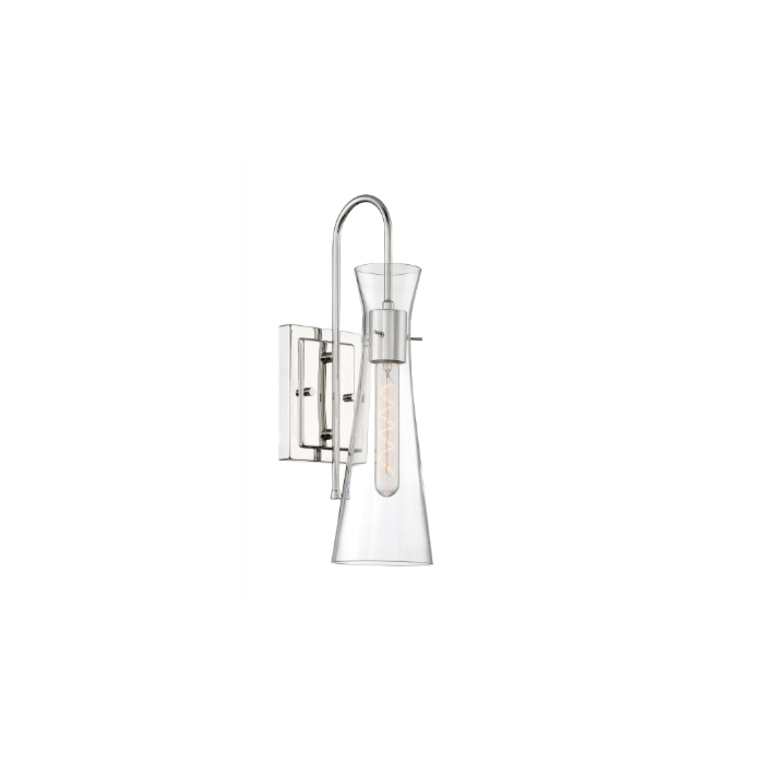 Nuvo 60-6867 Bahari - 1 Light Sconce with Clear Glass - Polished Nickel Finish
