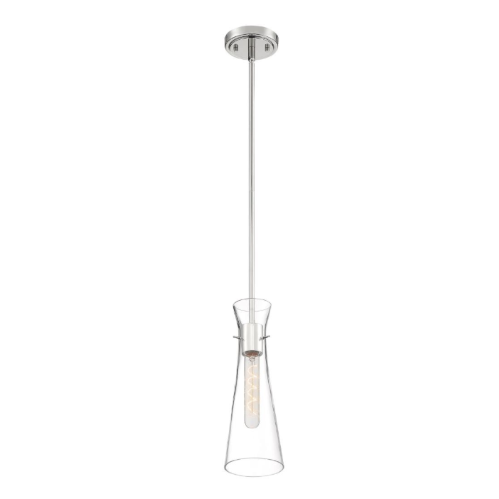 Nuvo 60-6868 - Bahari; 1 Light; Mini Pendant Fixture; Polished Nickel Finish with Clear Glass
