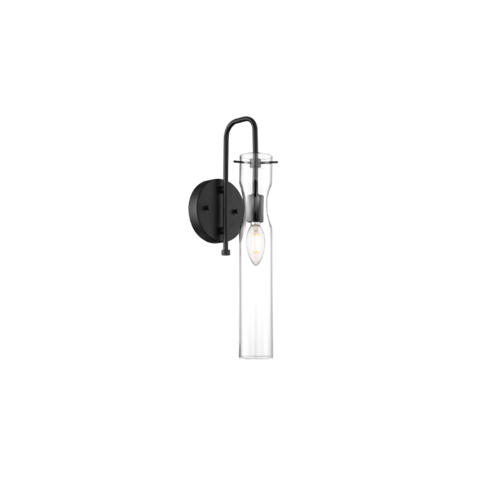 Nuvo 60-6875 Spyglass - 1 Light Sconce with Clear Glass - Black Finish