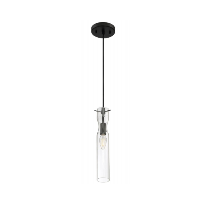 Nuvo 60-6876 - Spyglass; 1 Light; Mini Pendant Fixture; Black Finish with Clear Glass