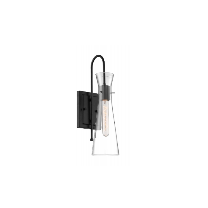 Nuvo 60-6877 Bahari - 1 Light Sconce with Clear Glass - Black Finish
