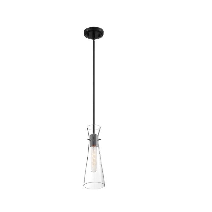 Nuvo 60-6878 - Bahari; 1 Light; Mini Pendant Fixture; Black Finish with Clear Glass