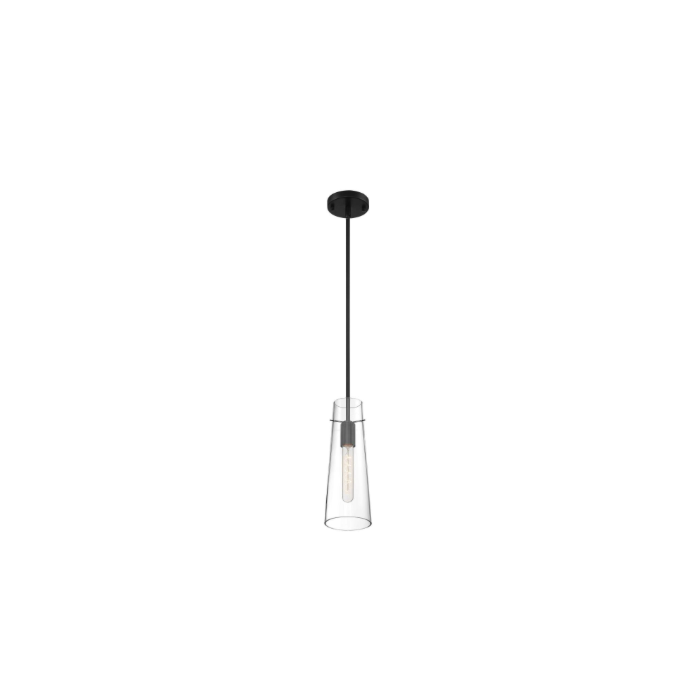 Nuvo 60-6880 Alondra; 1 Light; Mini Pendant Fixture; Black Finish with Clear Glass