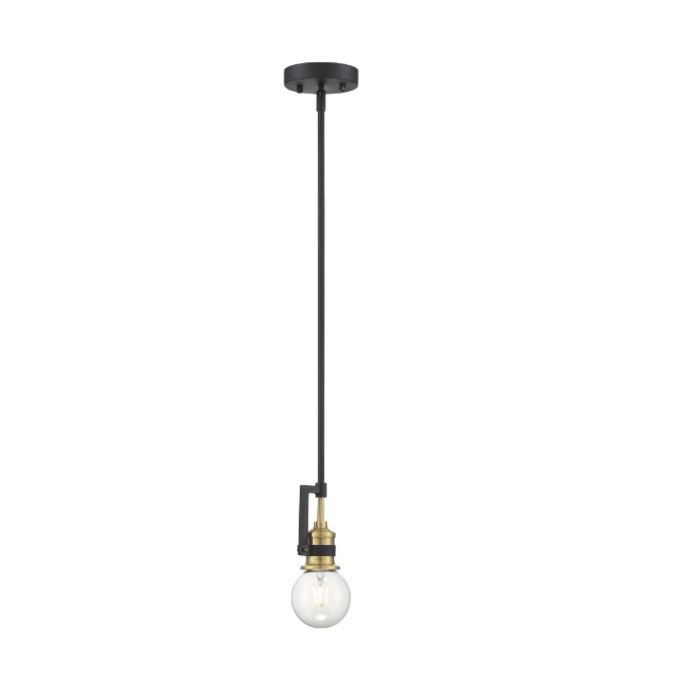 Nuvo 60-6975 - Intention; 1 Light; Mini Pendant Fixture; Warm Brass and Black Finish