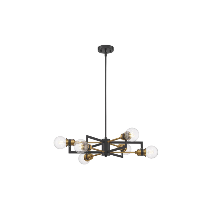 Nuvo 60-6976 Intention - 6 Light Chandelier - Warm Brass And Black Finish