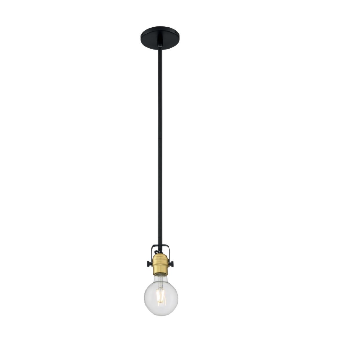 Nuvo 60-6987 - Mantra; 1 Light; Mini Pendant Fixture; Black Finish with Brushed Brass Sockets