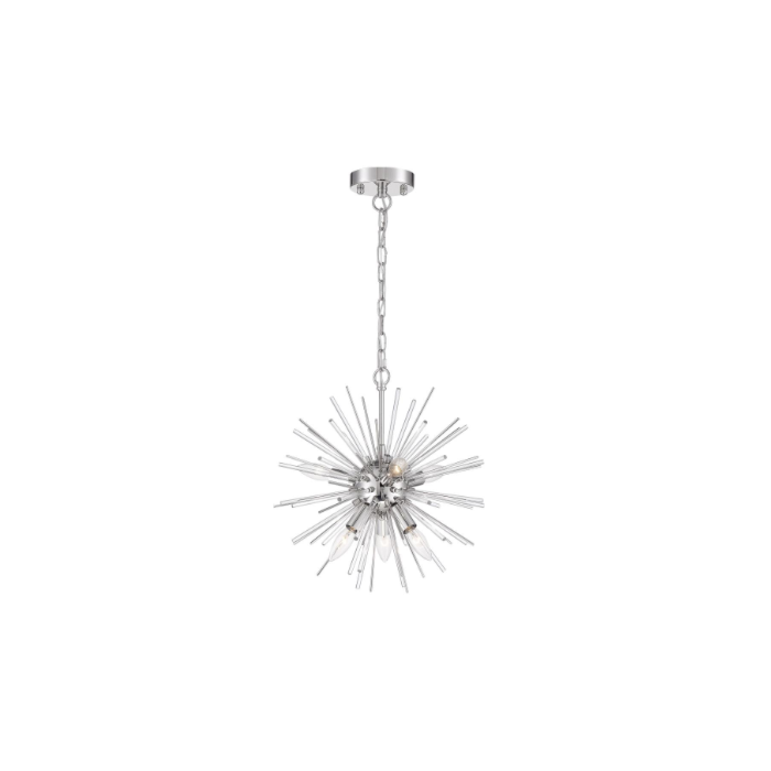 Nuvo 60-6991 Cirrus - 6 Light Chandelier - With Glass Rods - Polished Nickel Finish