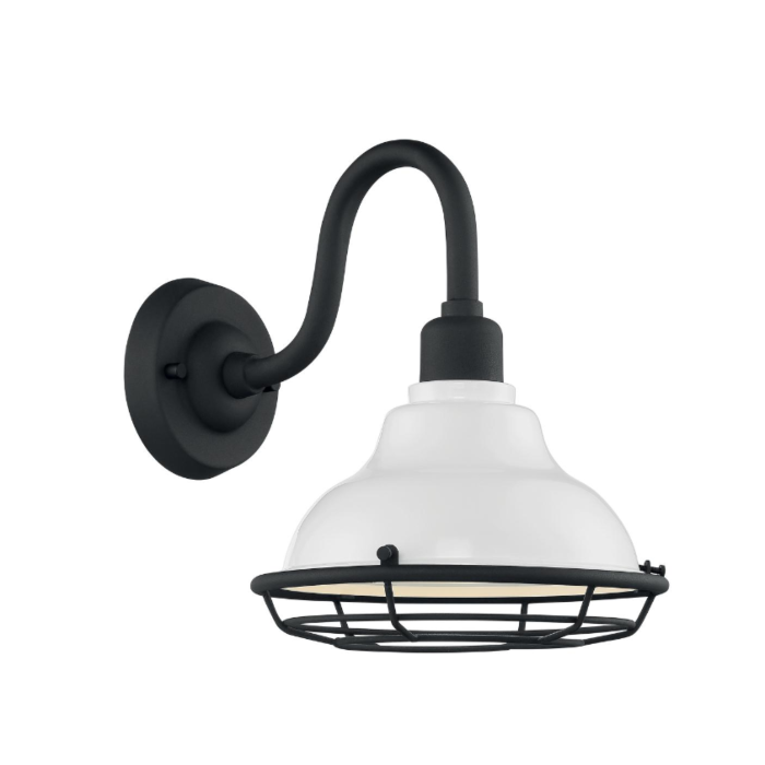 Nuvo 60-7022 Newbridge - 1 Light Sconce with- Gloss White and Textured Black Finish
