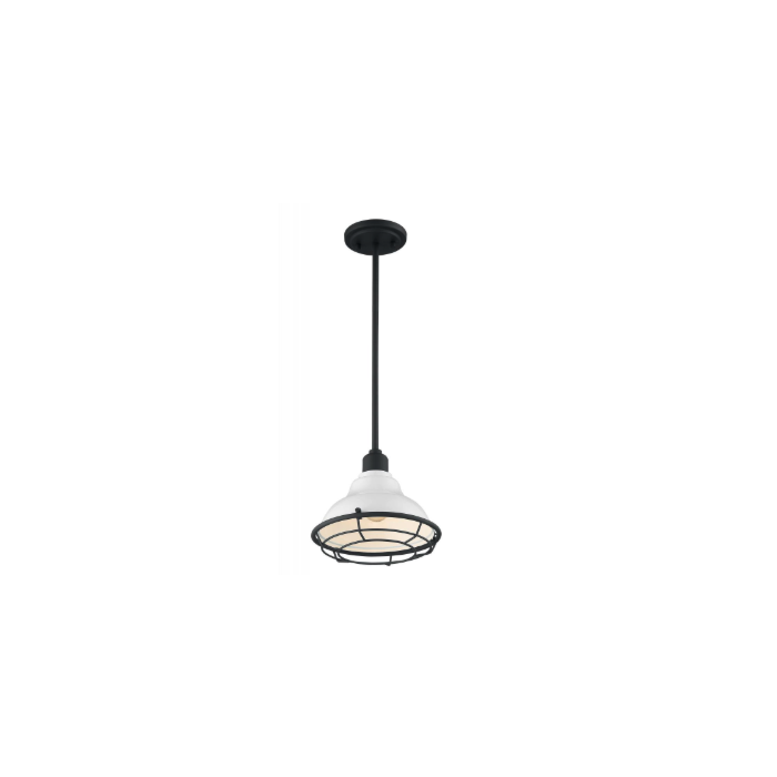Nuvo 60-7024 Newbridge - 1 Light Pendant with- Gloss White and Black Accents Finish