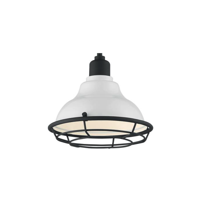 Nuvo 60-7024 Newbridge - 1 Light Pendant with- Gloss White and Black Accents Finish