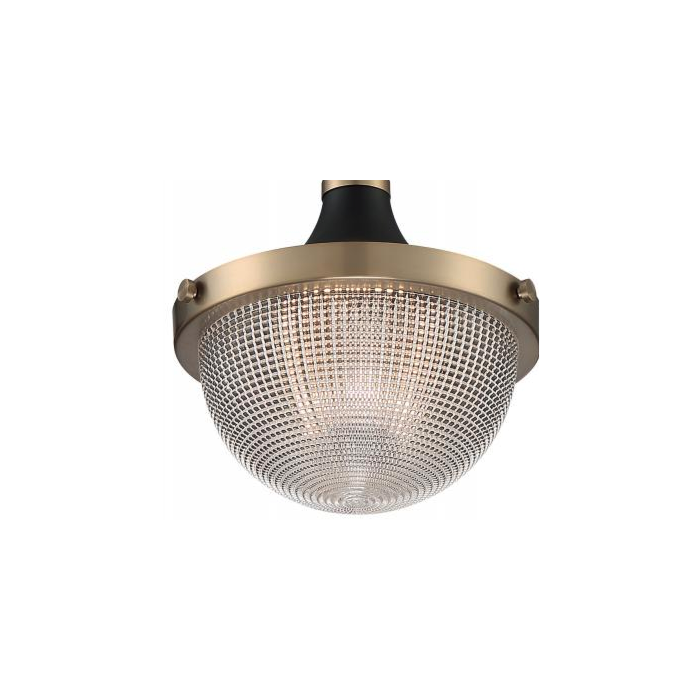 Nuvo 60-7059 Faro - 1 Light Pendant with Clear Prismatic Glass - Burnished Brass and Black Accents Finish