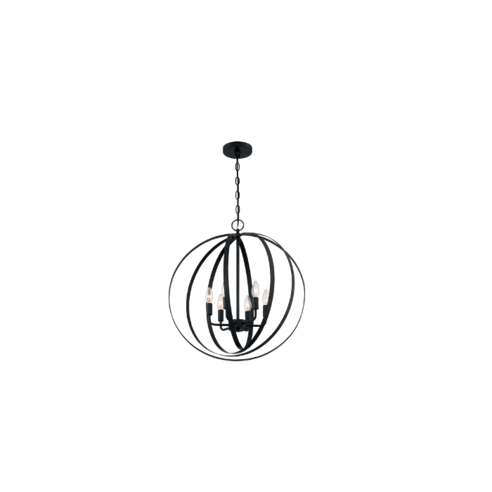 Nuvo 60-7068 Pendleton - 6 Light Pendant with- Matte Black Finish