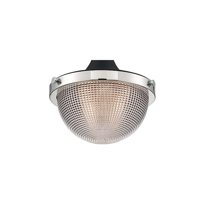 Nuvo 60-7070 Faro - 1 Light Pendant with Clear Prismatic Glass - Polished Nickel and Black Accents Finish