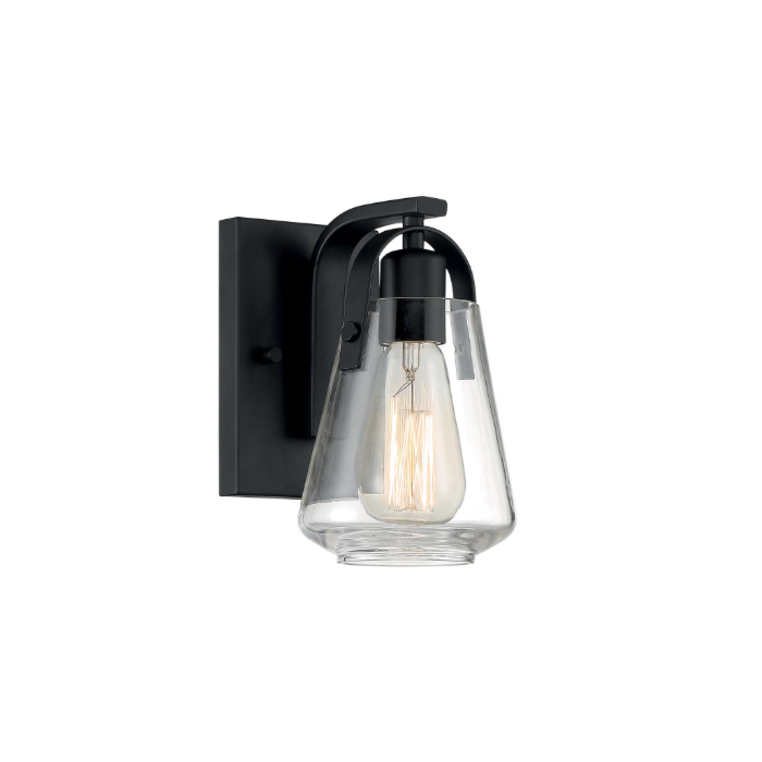 Nuvo 60-7101 Skybridge - 1 Light Vanity with Clear Glass - Matte Black Finish